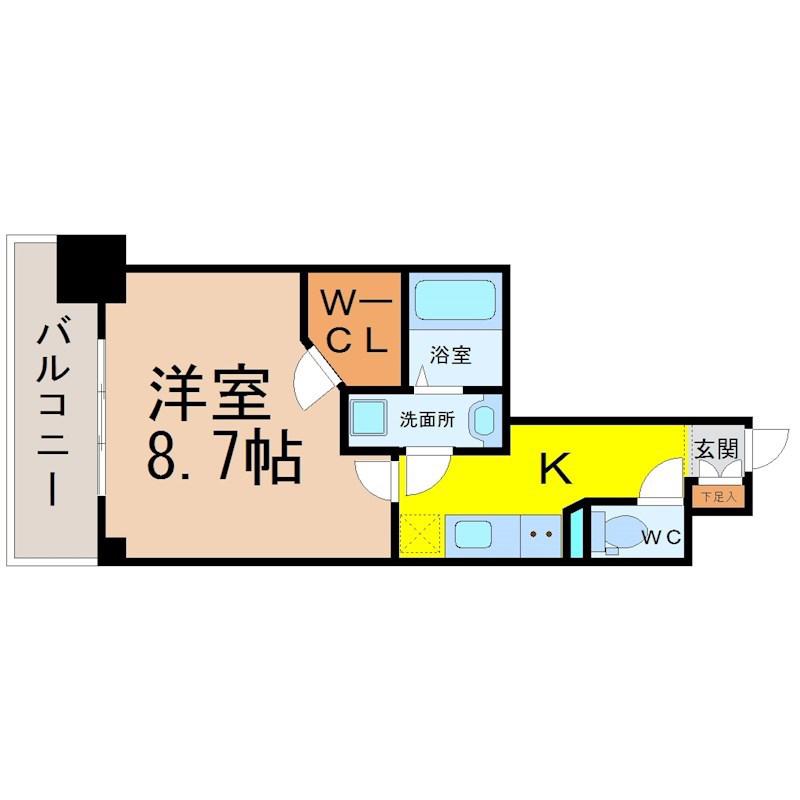 プレサンス栄ライズ(1K/10階)の間取り写真