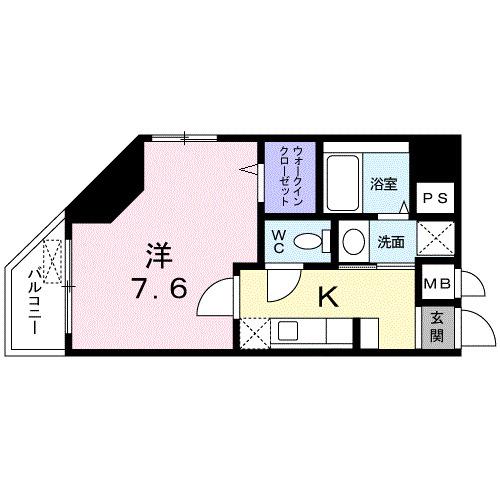 バリエンテ深川(1K/6階)の間取り写真