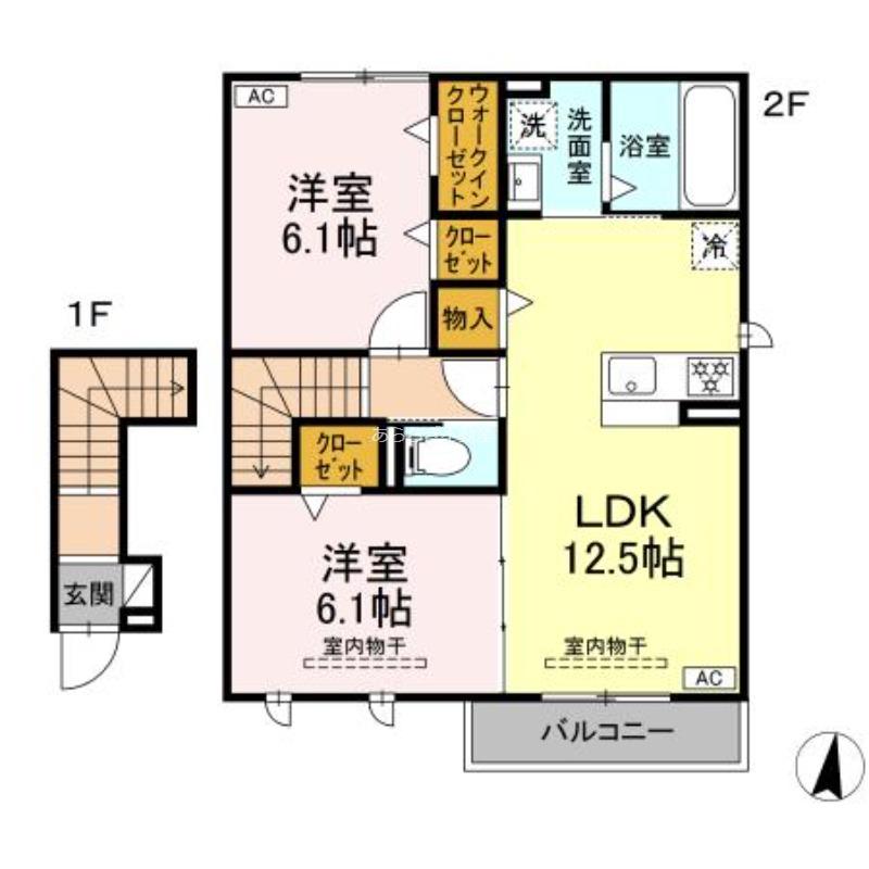 ラフィーネ(2LDK/2階)の間取り写真