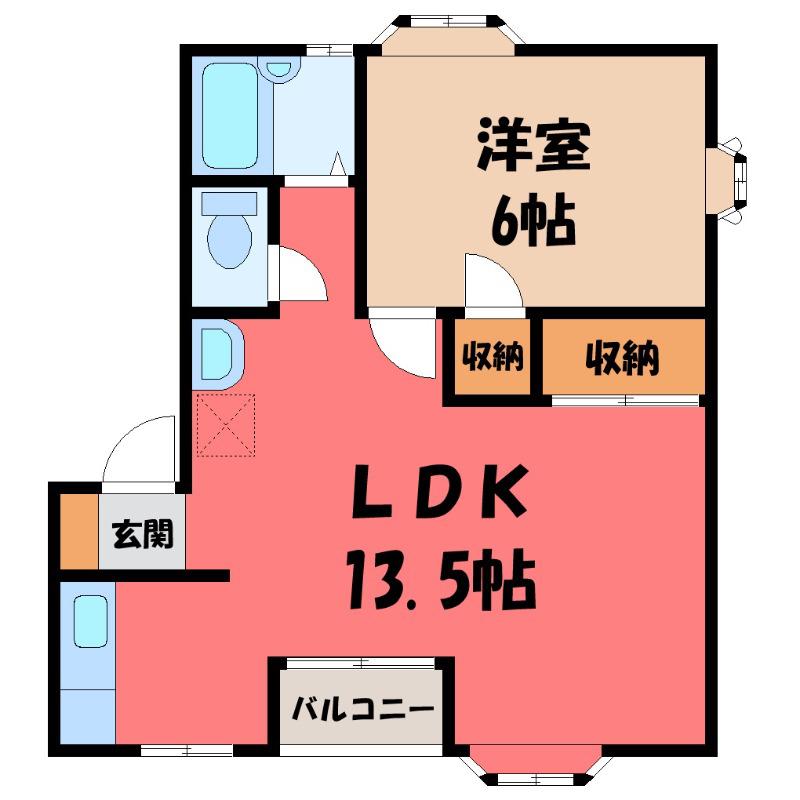ルビーヒルズA(1LDK/1階)の間取り写真