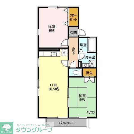 リヴィエールⅡ(2LDK/1階)の間取り写真