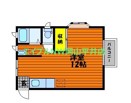メゾンベルビュー(ワンルーム/2階)の間取り写真