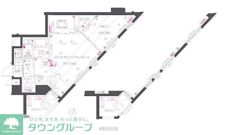 ZOOM練馬高野台(2LDK/4階)の間取り写真