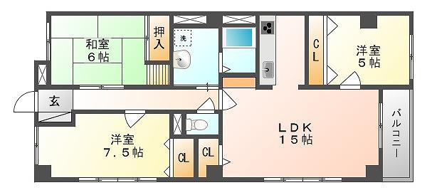 SFCビル野田(3LDK/3階)の間取り写真