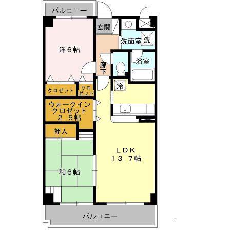 リジェール菅原(2LDK/2階)の間取り写真