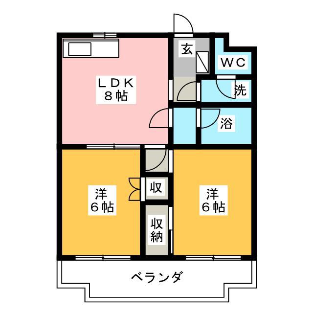 アメニティ富士(2DK/2階)の間取り写真