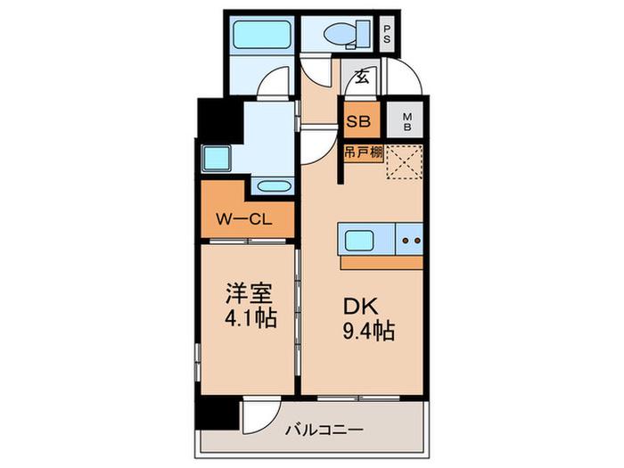エステムコート新神戸II駅前山手(1DK/8階)の間取り写真