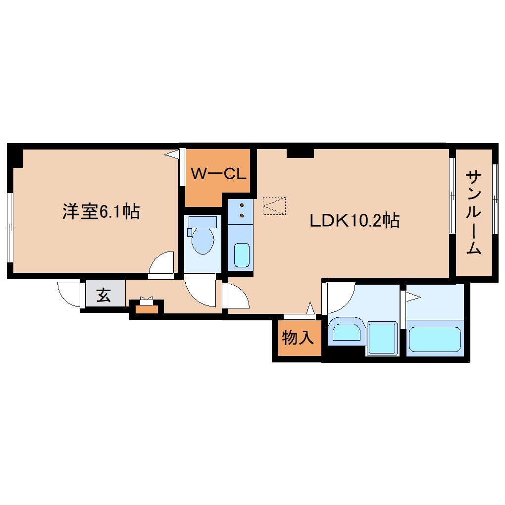 フォンテーヌ(1LDK/1階)の間取り写真