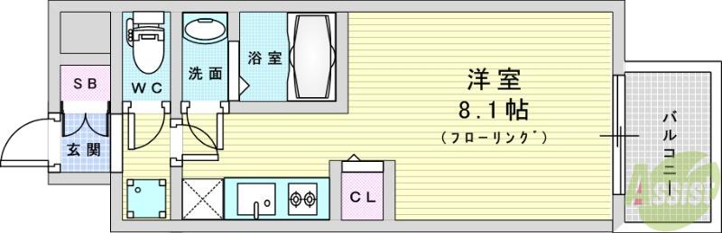 セレニテ十三ミラク(ワンルーム/4階)の間取り写真