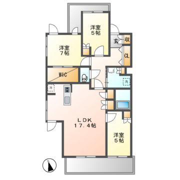 グランドメゾン本山春里町(3LDK/3階)の間取り写真