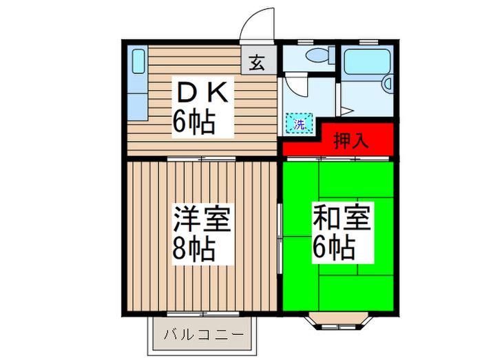 メゾン東姫宮(2DK/2階)の間取り写真