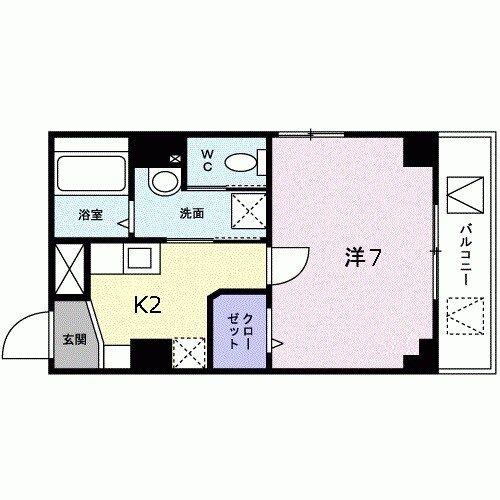 ボヌールM(1K/2階)の間取り写真