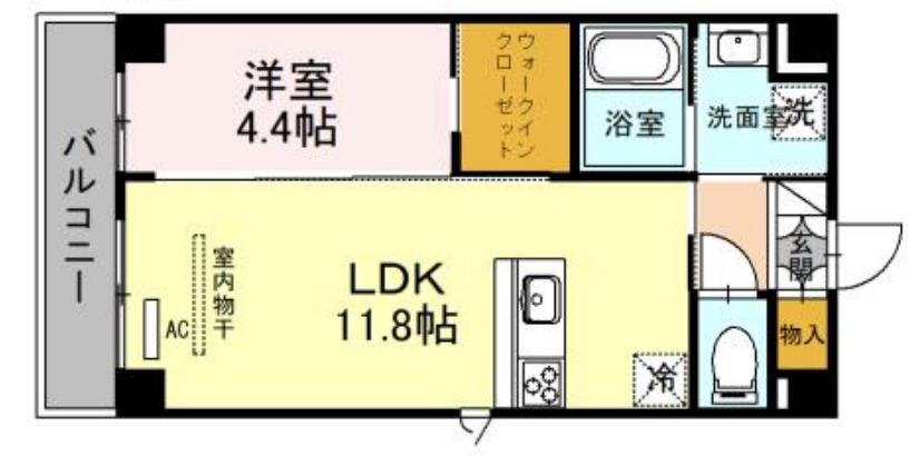 リヴィエールゴーシュー谷町六丁目(1LDK/4階)の間取り写真