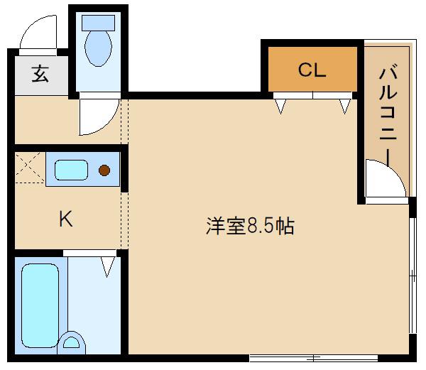 LADIES坂本ビル(1K/3階)の間取り写真