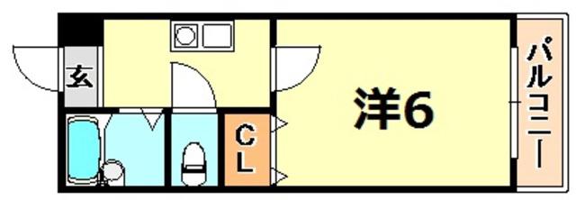 ヒルハイム神戸(1K/2階)の間取り写真