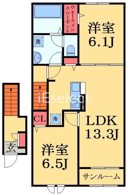 クレールC(2LDK/2階)の間取り写真
