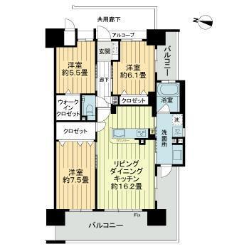 アルファステイツ松江駅南(3LDK/8階)の間取り写真