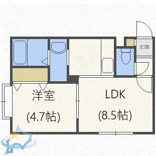 サンドリーム西出(1LDK/1階)の間取り写真