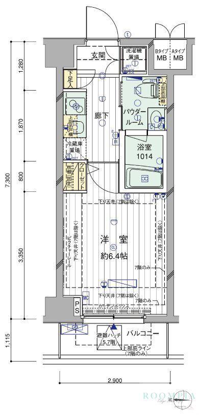 メインステージ押上II(1K/2階)の間取り写真