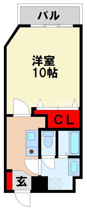 コンフォートアスカ二日市(1K/5階)の間取り写真