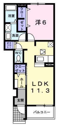 パークサイド ステージ(1LDK/1階)の間取り写真