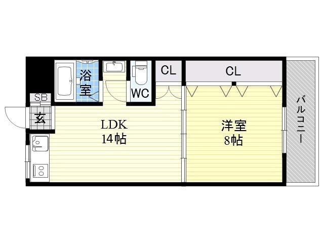 桜宮ハイツ(1LDK/3階)の間取り写真