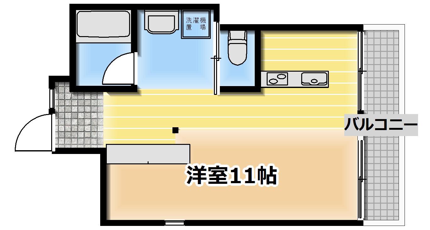 高木マンション(ワンルーム/1階)の間取り写真