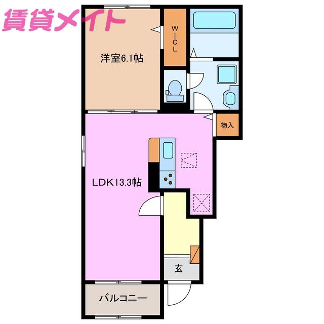 ひよこのいえ2 B(1LDK/1階)の間取り写真