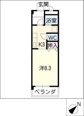 ツインパルII(1K/3階)の間取り写真