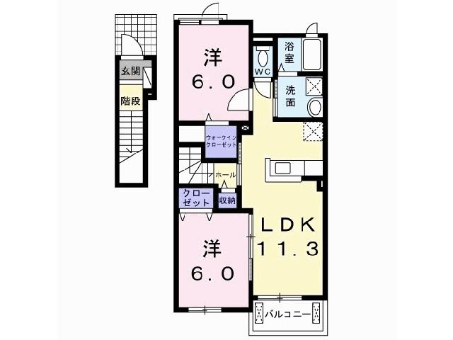 ボヌシャンス(2LDK/2階)の間取り写真