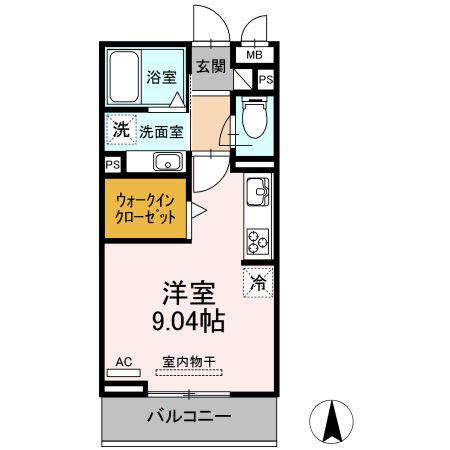 D-ROOM井田(ワンルーム/3階)の間取り写真