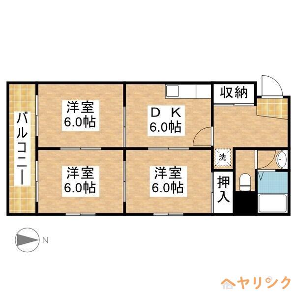 メゾン井川(3DK/4階)の間取り写真