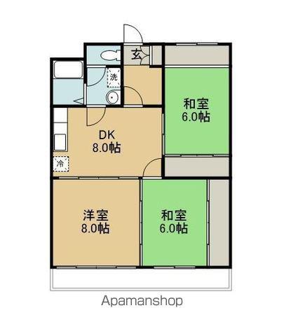 坂本第二マンション(3DK/4階)の間取り写真