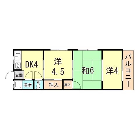 オークラハイツ(3DK/1階)の間取り写真