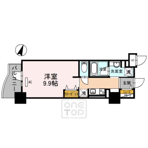 STOLZKISHIBE(1K/4階)の間取り写真