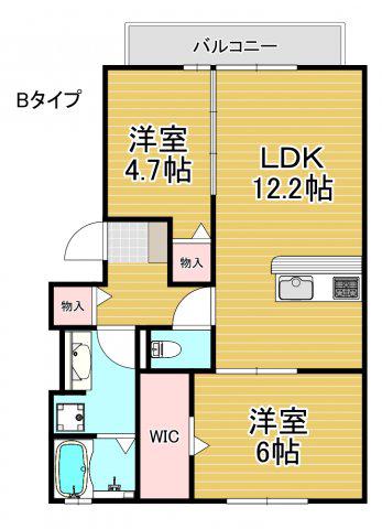 ブルーフローラ(2LDK/3階)の間取り写真