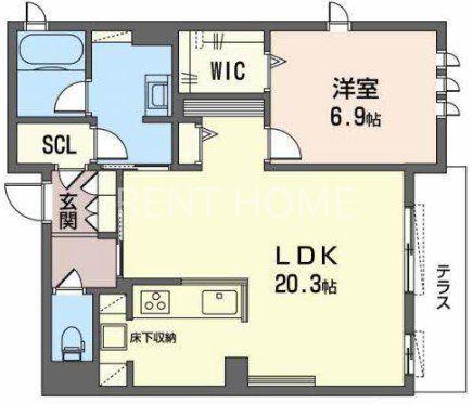 シャーメゾン ル ボヌール(1LDK/1階)の間取り写真