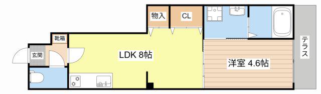 草津市草津3丁目アパート(1LDK/1階)の間取り写真