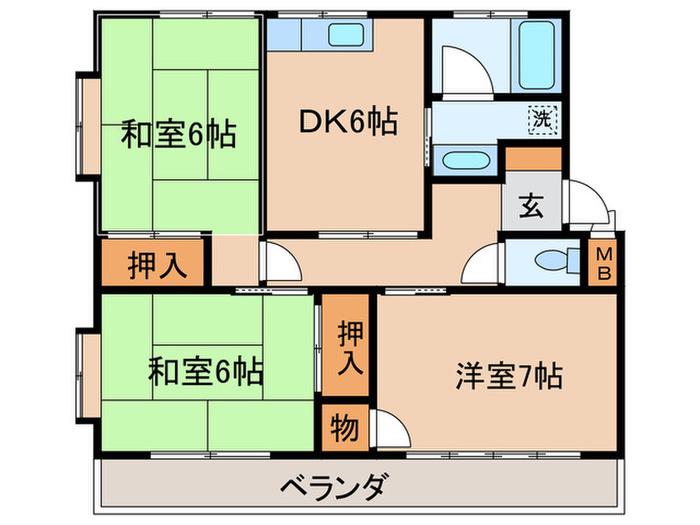パールハイツ(3DK/1階)の間取り写真