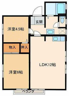 フレグランスこかわ(2LDK/2階)の間取り写真