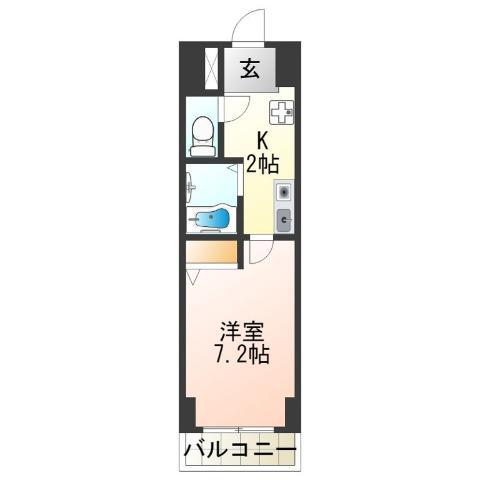 SWISS難波南(1K/4階)の間取り写真