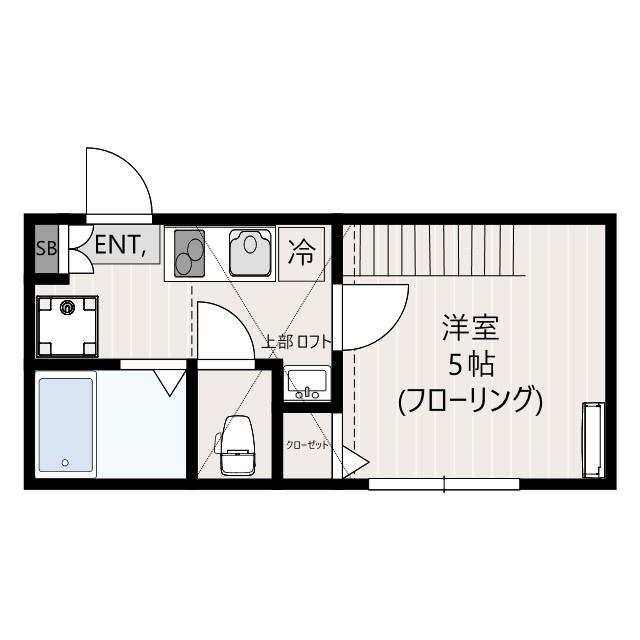 西風と青空のエルレ(1K/2階)の間取り写真