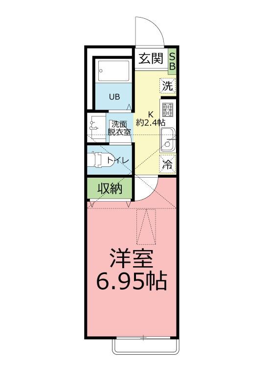 シンフォライズ湘南 VIVACE(1K/2階)の間取り写真