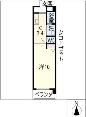 Kプランドール(1K/2階)の間取り写真