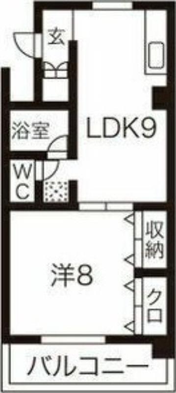アベニュー22(1LDK/8階)の間取り写真
