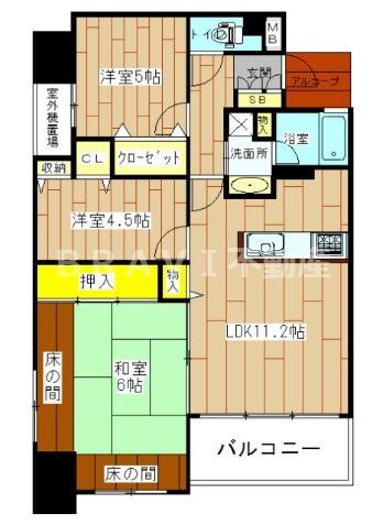 アーデンタワー新町(3LDK/10階)の間取り写真