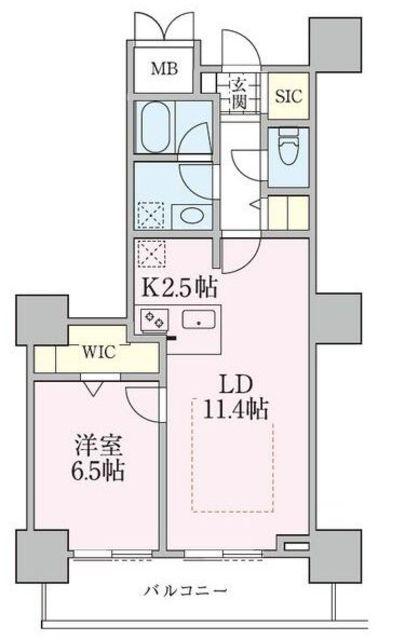 ロイヤルパークスタワー南千住(1LDK/6階)の間取り写真