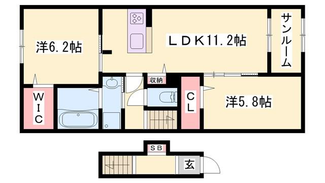 コンコードI(2LDK/2階)の間取り写真