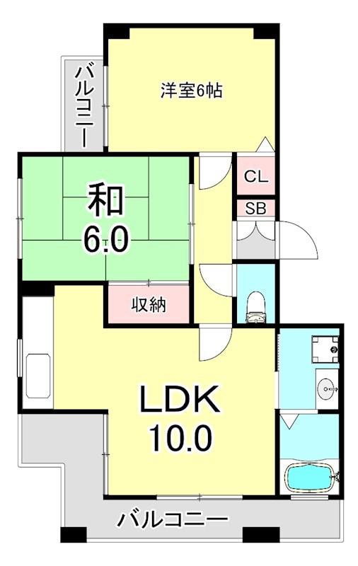 ベーシックコート(2LDK/4階)の間取り写真