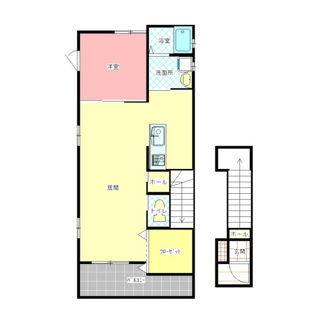 MAISON PARC(1LDK/2階)の間取り写真
